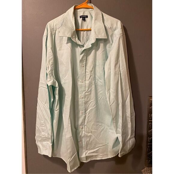 George Mint Button Up Long Sleeve Collard Dress Shirt Size 3XL - Picture 1 of 8